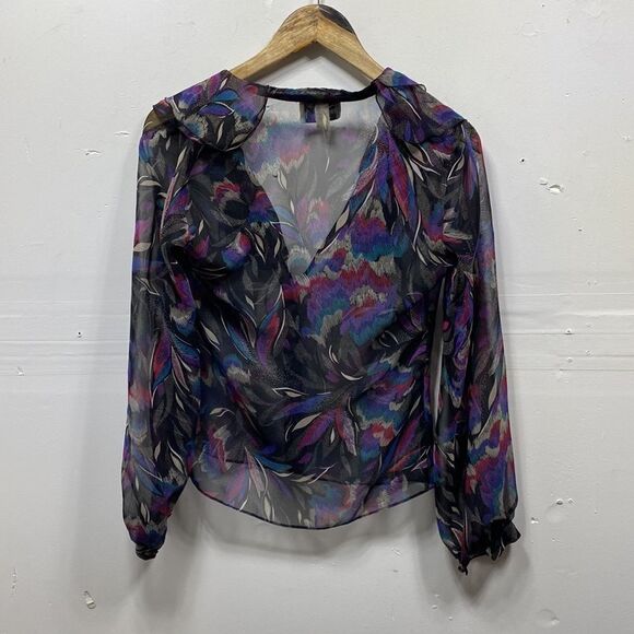 Vintage Frere Jacques Sheer V Neck Blouse Size 6 - Picture 6 of 6